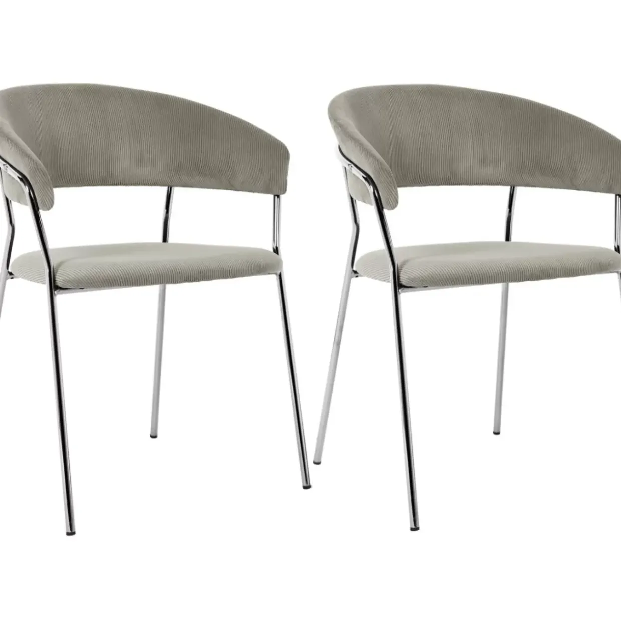 Armlehnstuhl Belle Cord Beige Chrom (2/Set)