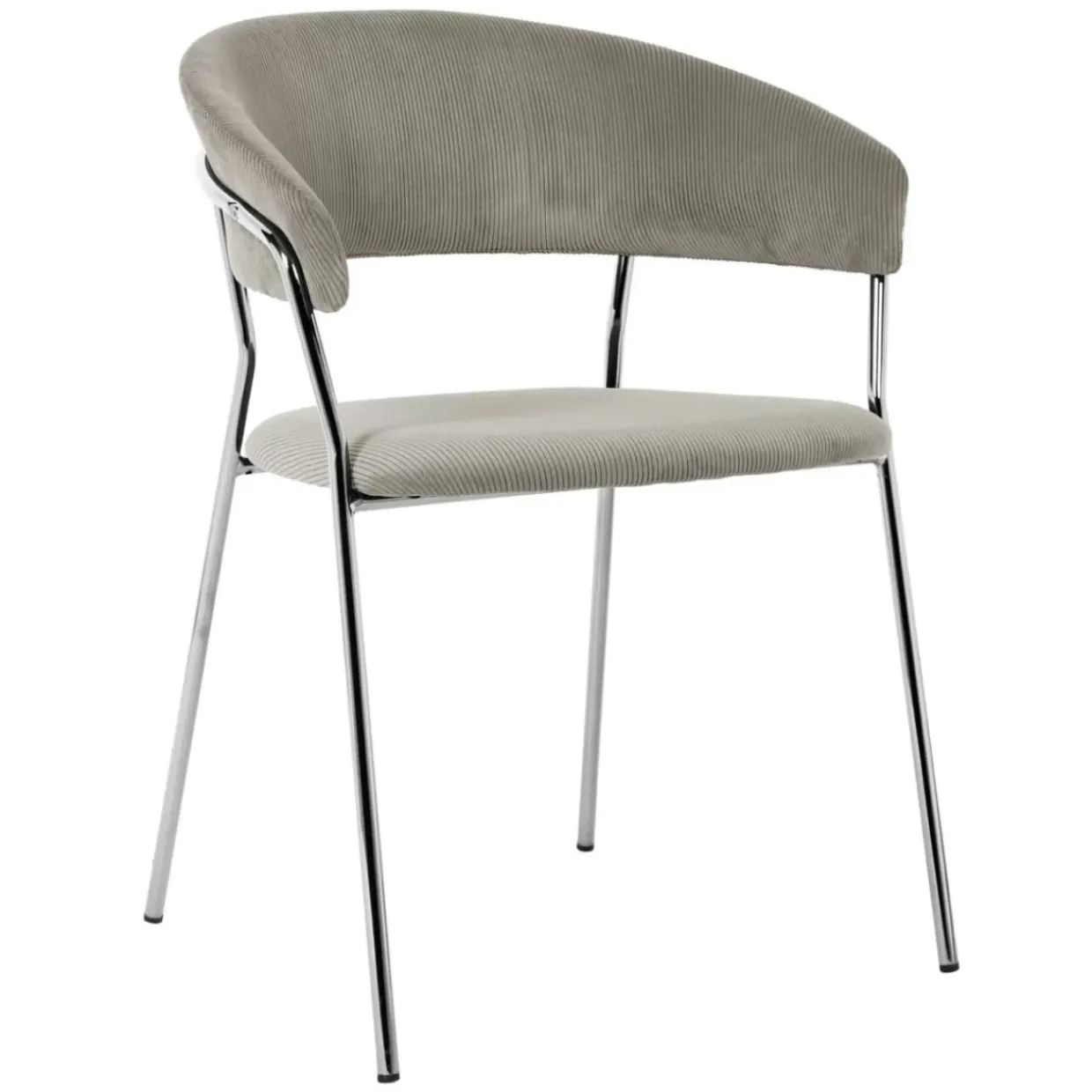 Armlehnstuhl Belle Cord Beige Chrom (2/Set)