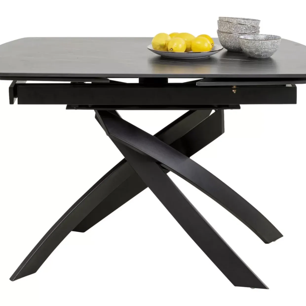 Ausziehtisch Twist Schwarz 120(30+30)X90Cm