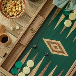Backgammon-Walnut With Green Oak
