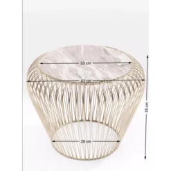 Beistelltisch Beam Grau Marmor Messing O43Cm