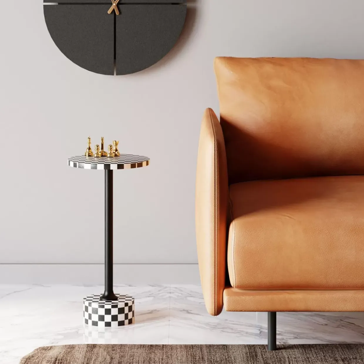 Beistelltisch Domero Chess Schwarz Weis O25Cm