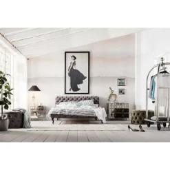 Bett Desire Velvet Silbergrau 160X200 Cm