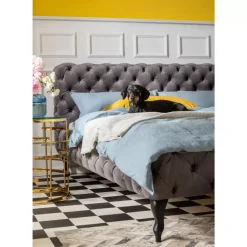 Bett Desire Velvet Silbergrau 160X200 Cm