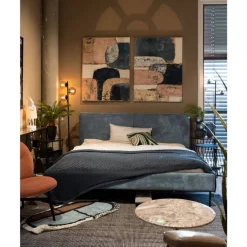 Bett East Side Cord Blau 180X200Cm