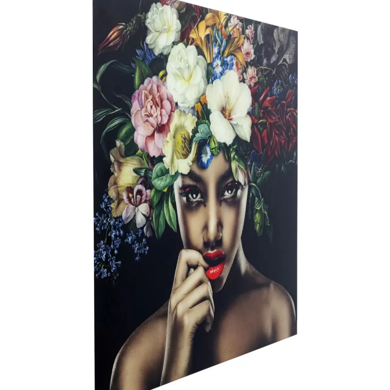 Bild Glas Pretty Flower Woman 120X120