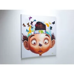 Bild Touched Boy With Butterflies 100X100Cm