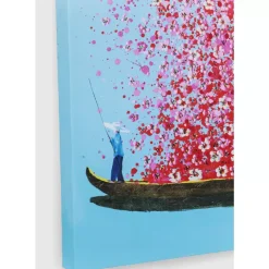 Bild Touched Flower Boat Blau Pink 80X100Cm