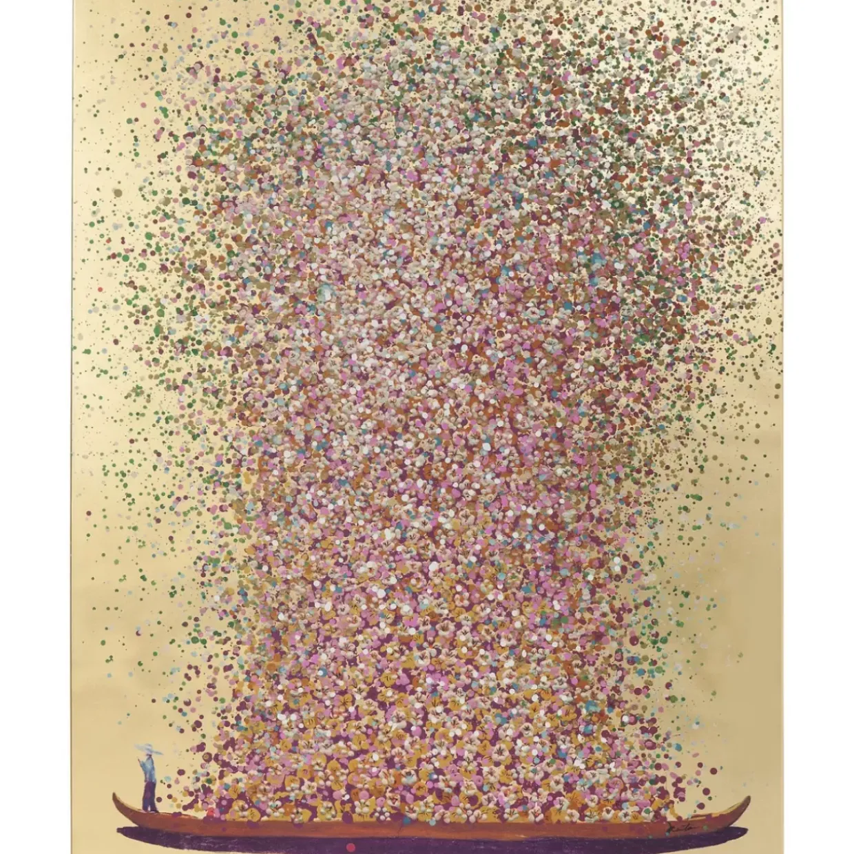 Bild Touched Flower Boat Gold Pink 100X80Cm