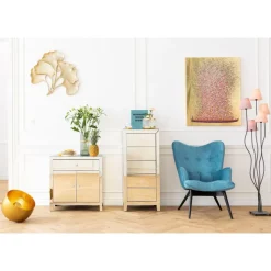 Bild Touched Flower Boat Gold Pink 100X80Cm