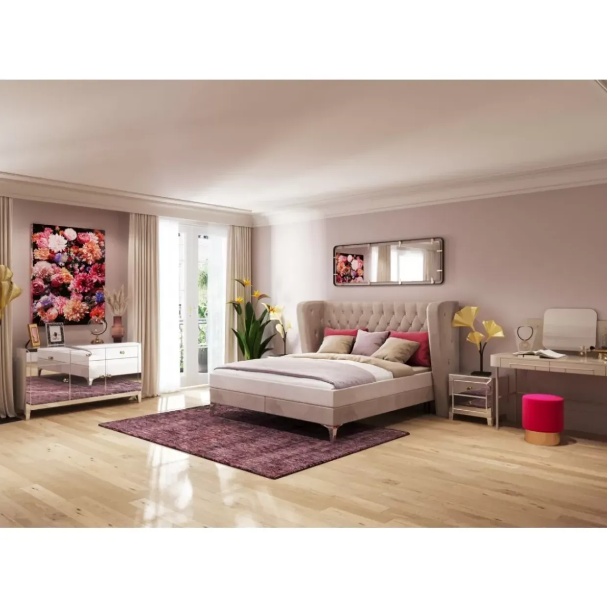 Boxspringbett Benito Moon Creme 180X200Cm