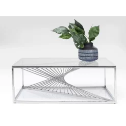 Couchtisch Laser Silber Klarglas 120X60