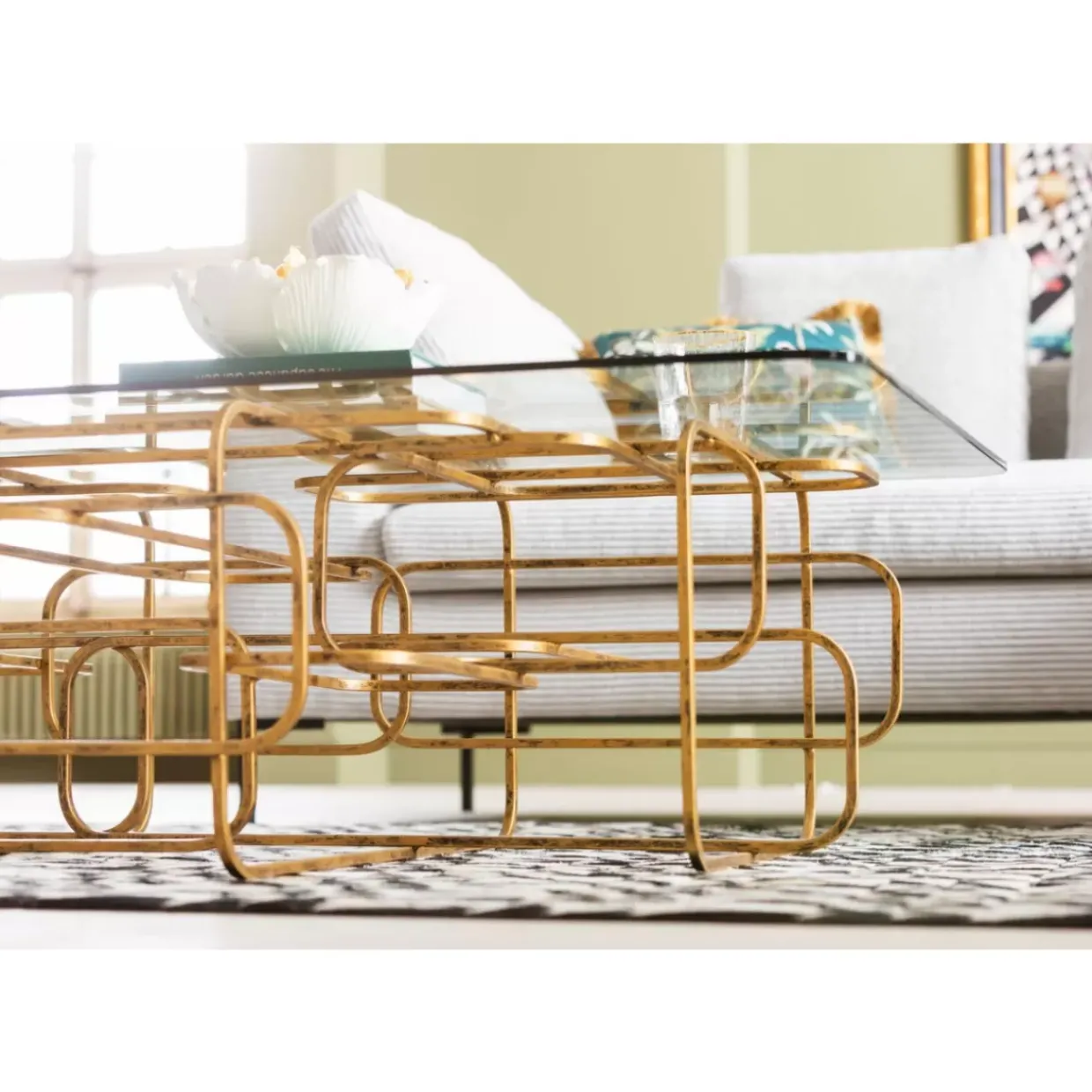 Couchtisch Meander Gold 140X80Cm