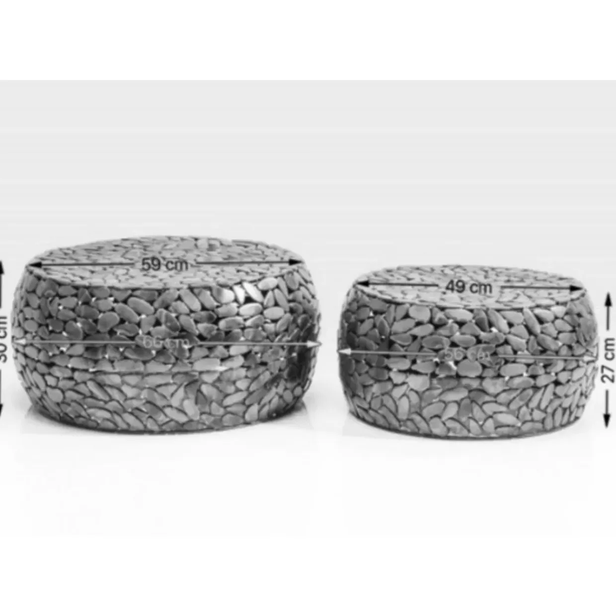 Couchtisch Pebbles Deluxe Silber (2/Set)