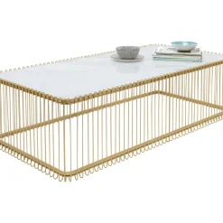 Couchtisch Wire Glas Marble Weis 145X70Cm