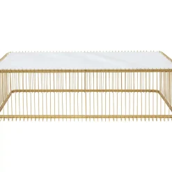 Couchtisch Wire Glas Marble Weis 145X70Cm