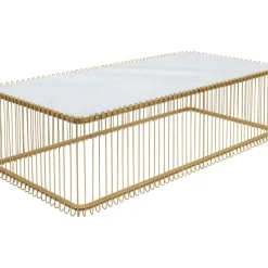 Couchtisch Wire Glas Marble Weis 145X70Cm