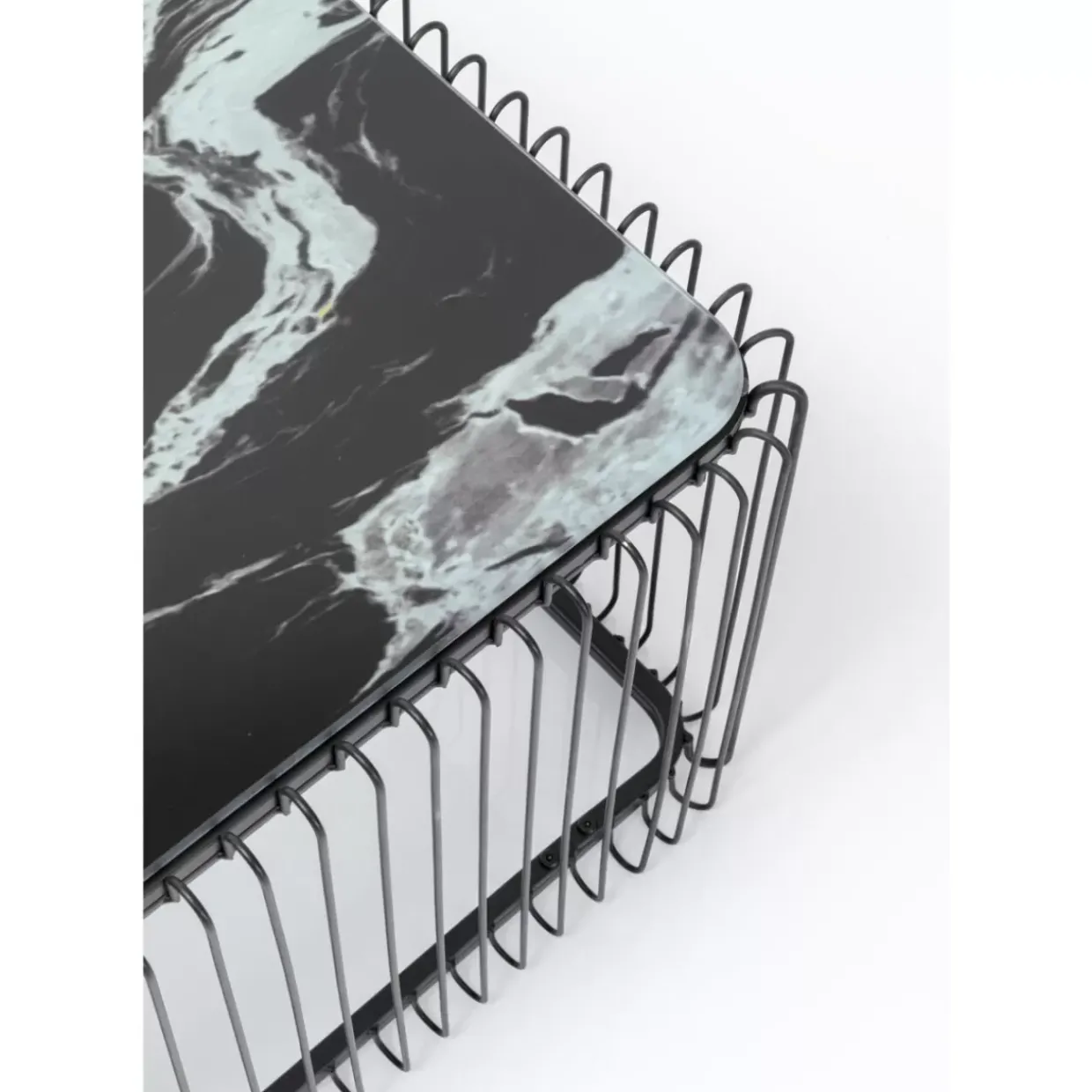 Couchtisch Wire Glas Marble Schwarz 145X70Cm