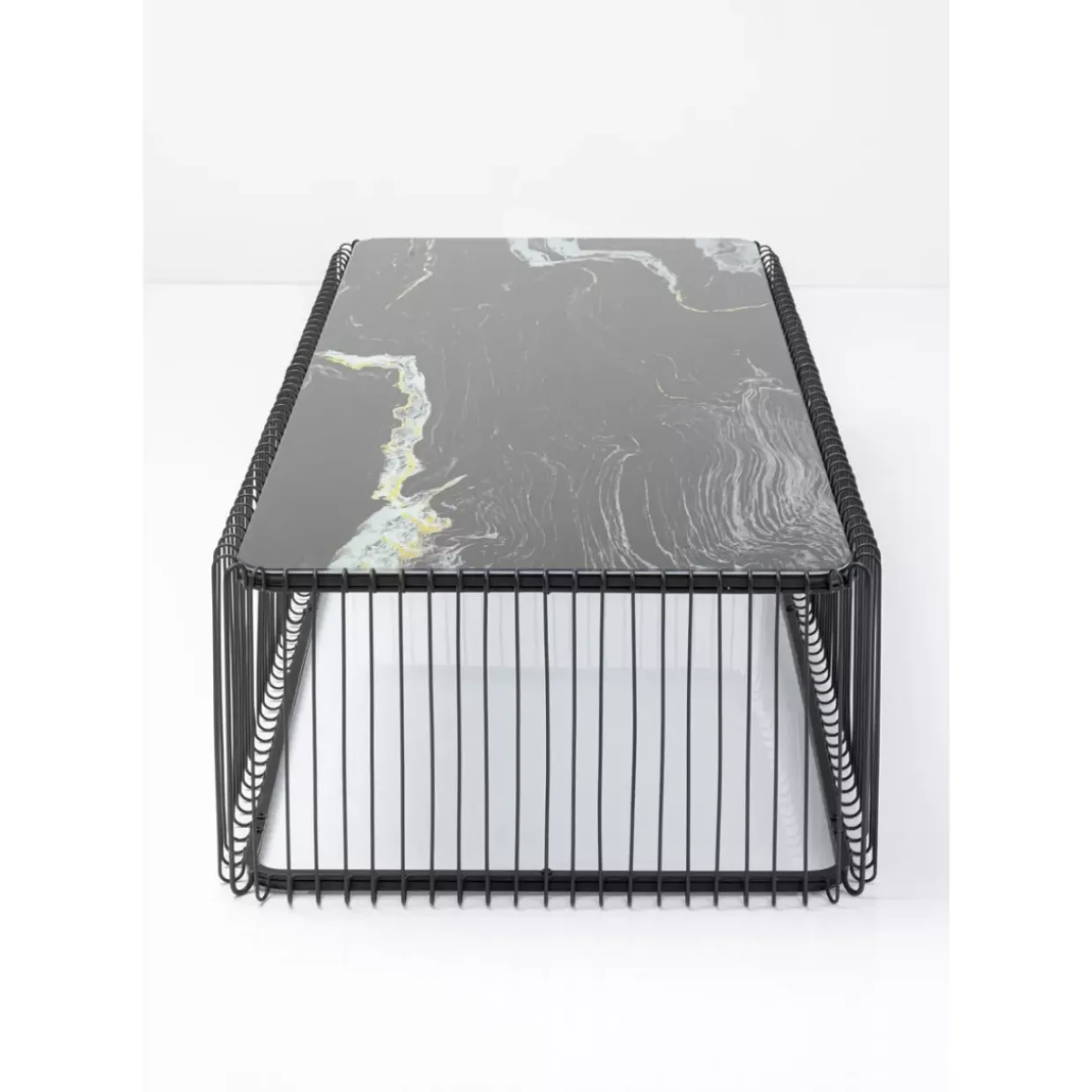 Couchtisch Wire Glas Marble Schwarz 145X70Cm