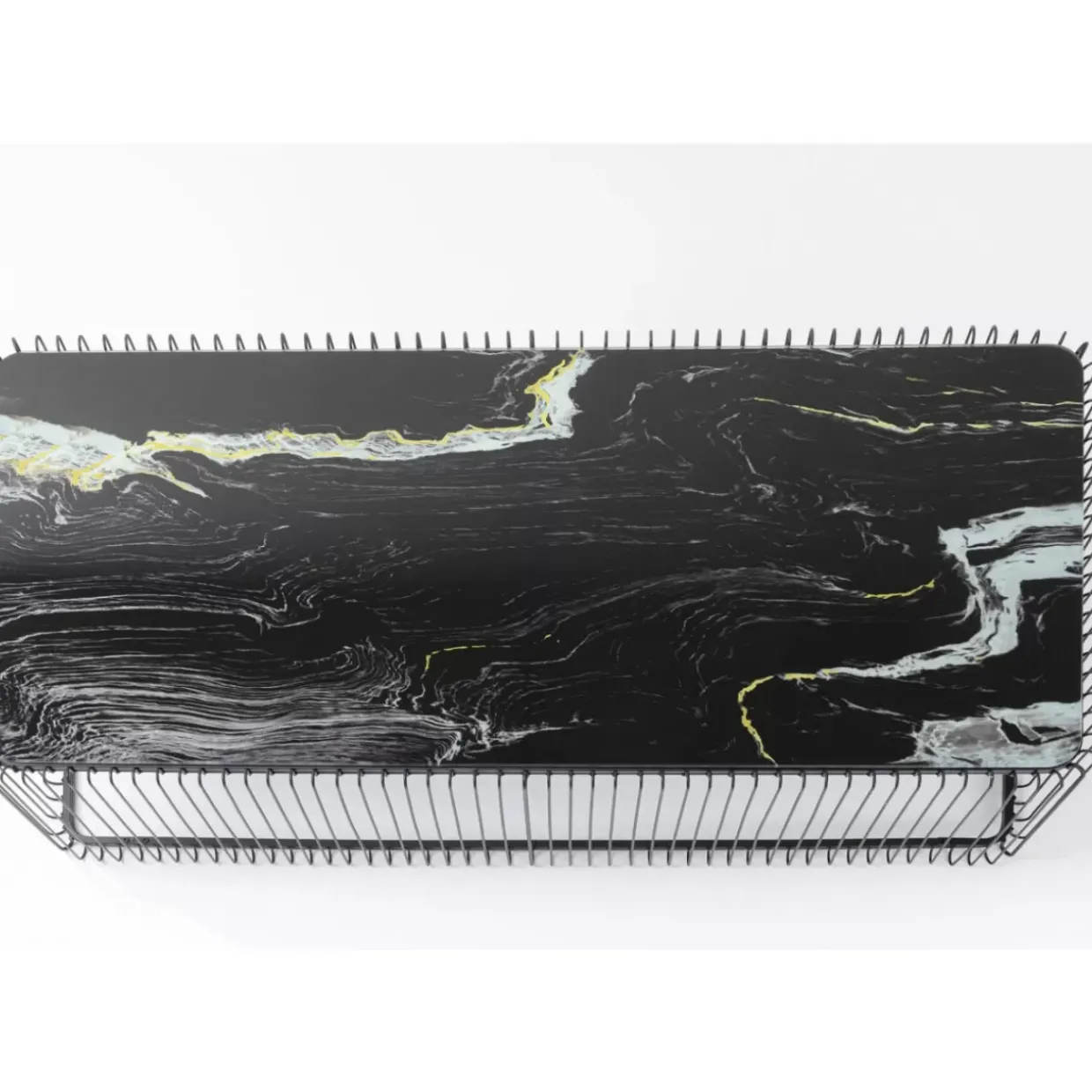 Couchtisch Wire Glas Marble Schwarz 145X70Cm