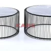 Couchtisch Wire Glas Marble Schwarz (2/Set)