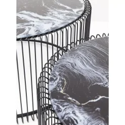 Couchtisch Wire Glas Marble Schwarz (2/Set)