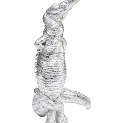 Deko Figur Alligator Silber 39Cm