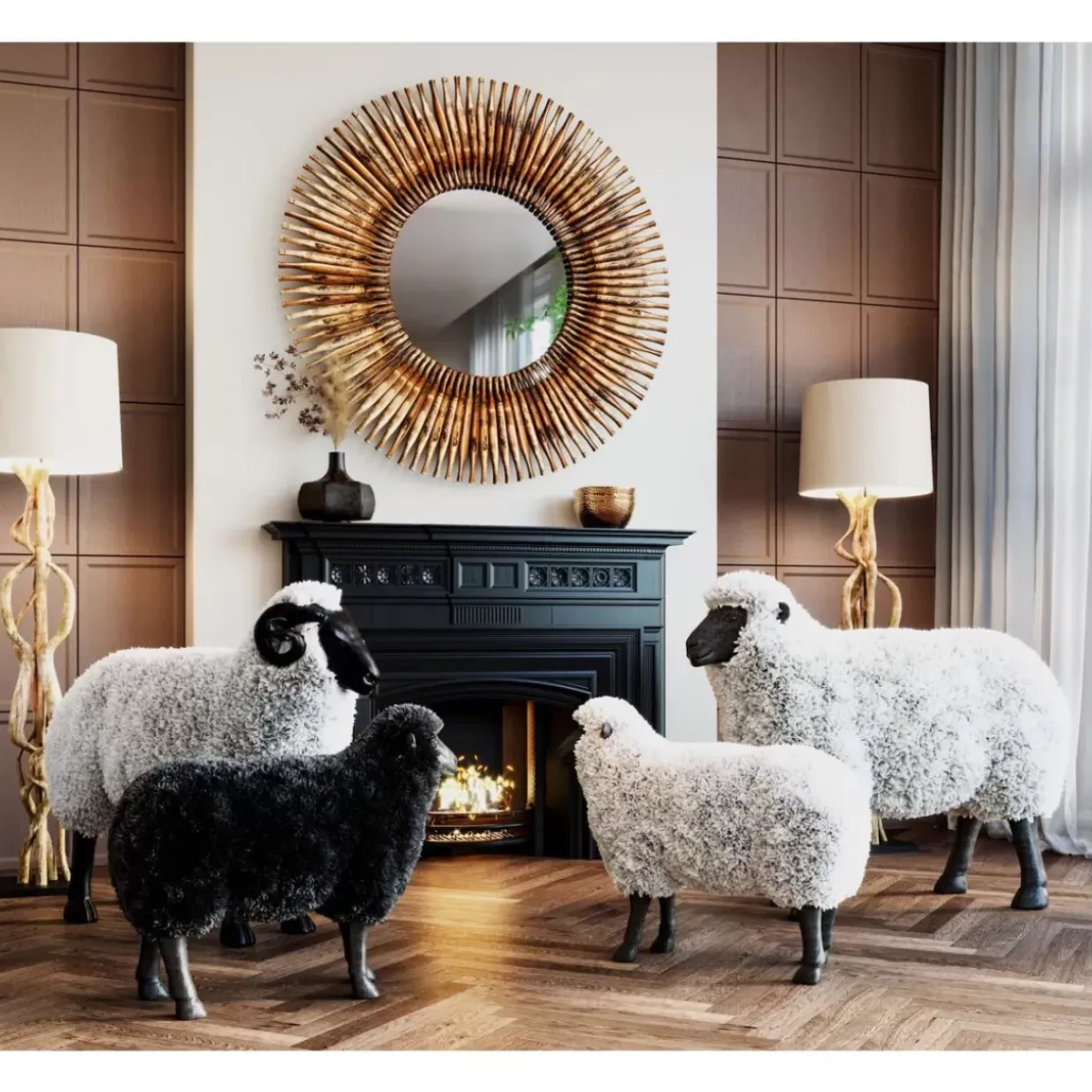 Deko Figur Bathilde Ram Weis 78Cm