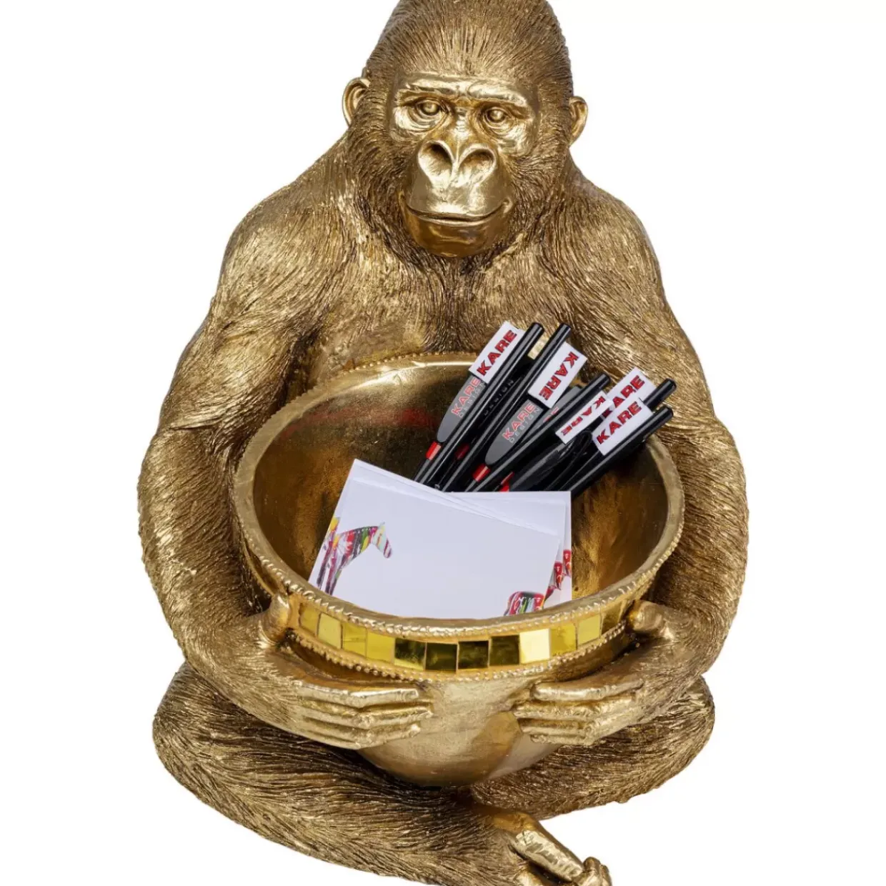 Deko Figur Gorilla Holding Bowl Gold