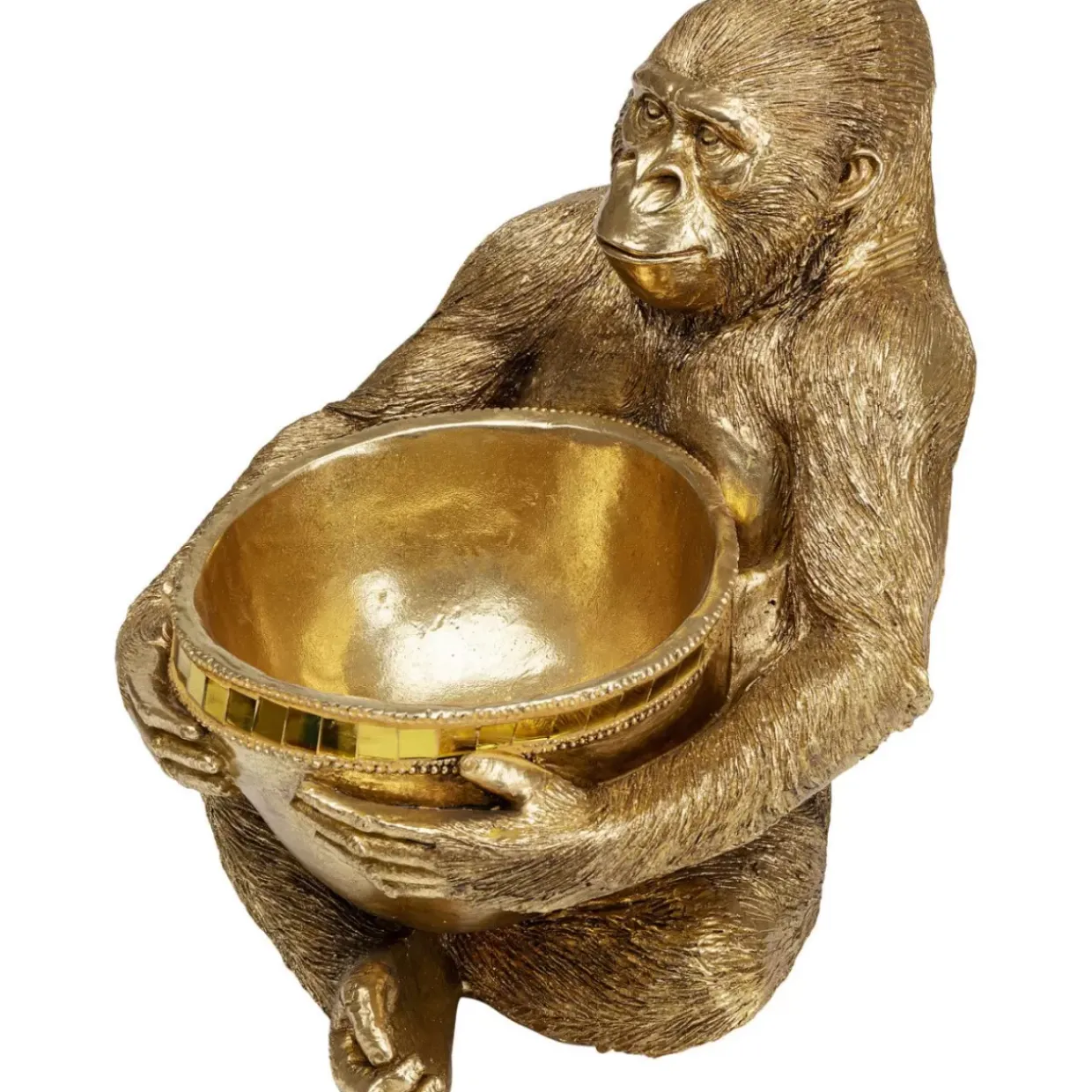 Deko Figur Gorilla Holding Bowl Gold