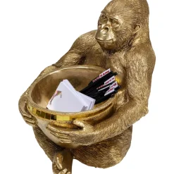 Deko Figur Gorilla Holding Bowl Gold