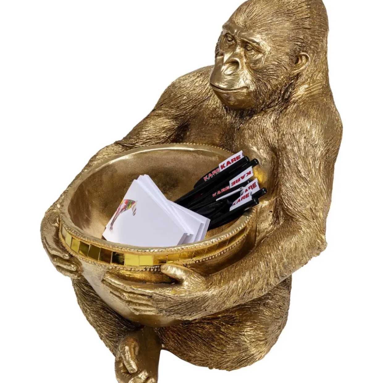 Deko Figur Gorilla Holding Bowl Gold