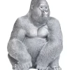 Deko Figur Monkey Gorilla Side Xl Silber Matt