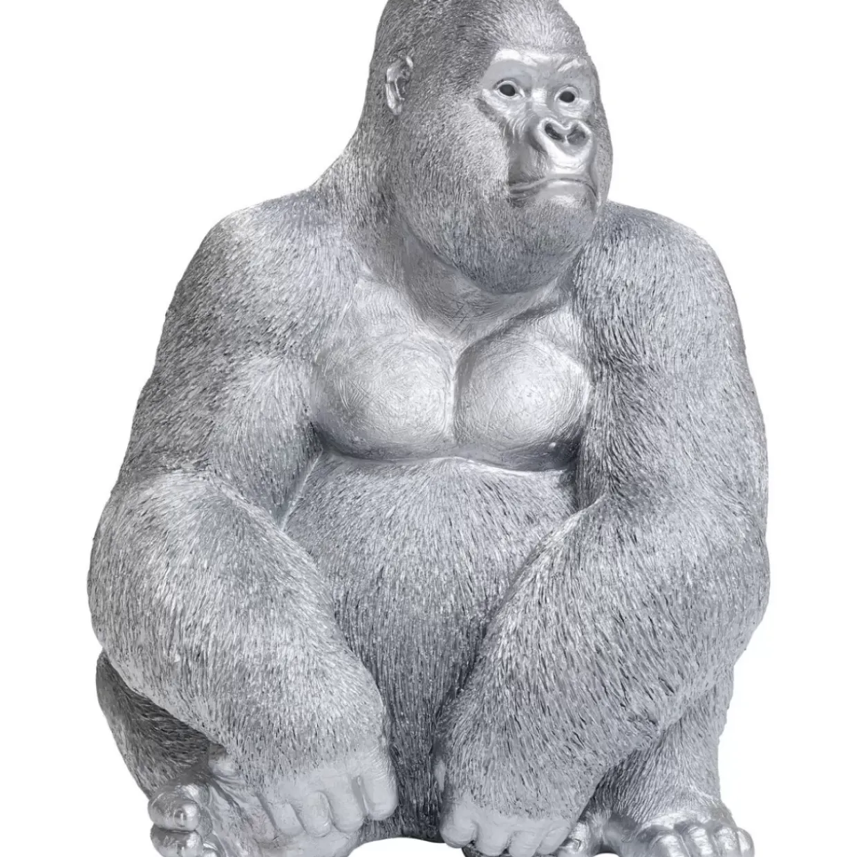 Deko Figur Monkey Gorilla Side Xl Silber Matt