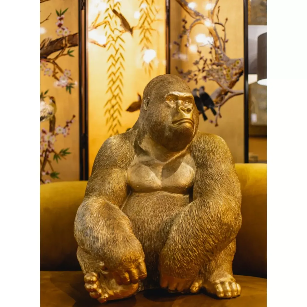 Deko Figur Monkey Gorilla Side Xl Gold