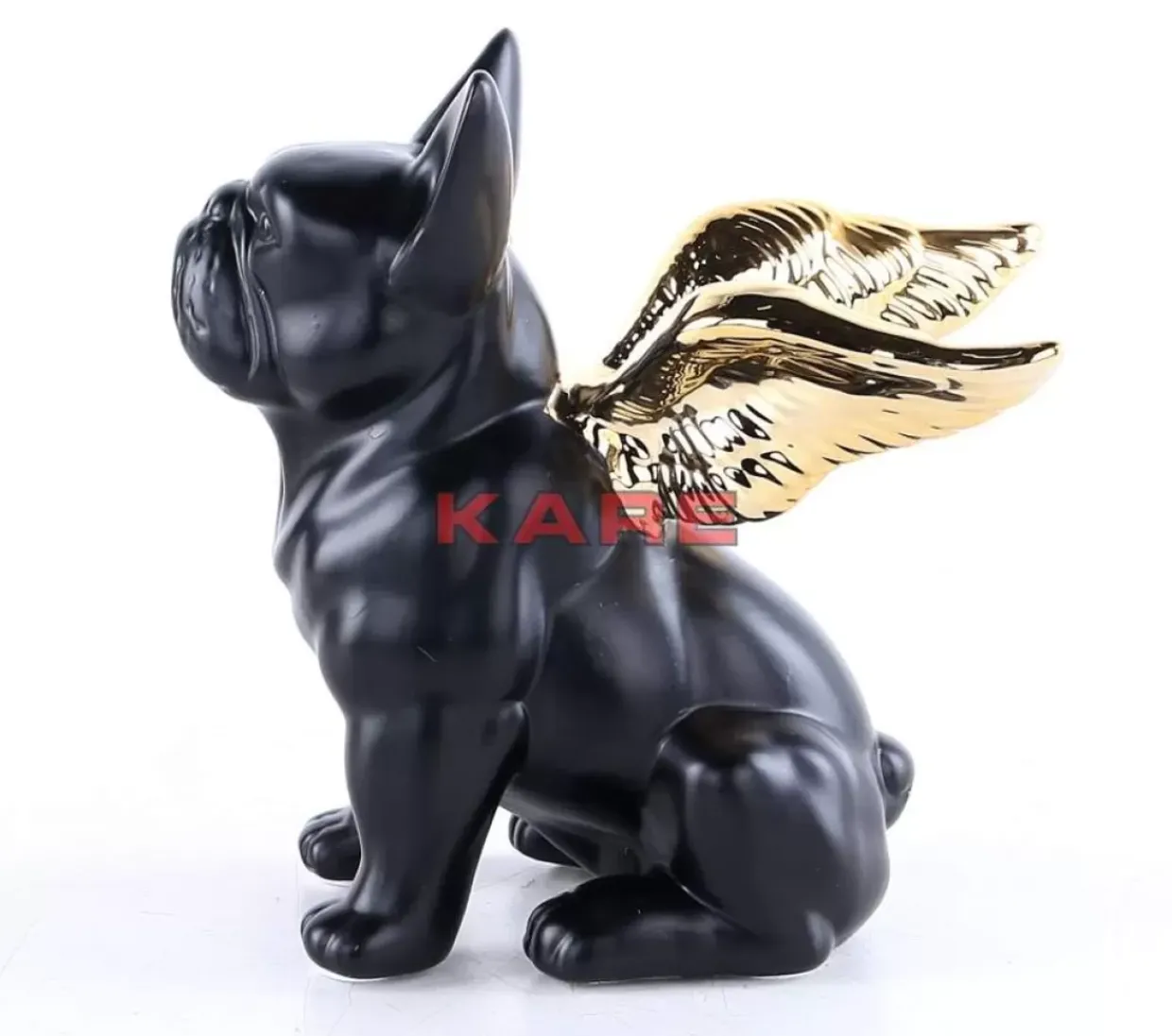 Deko Figur Sitting Angel Dog Gold-Schwarz