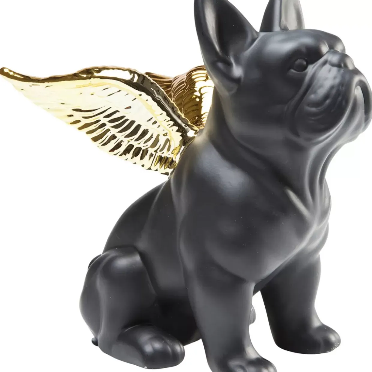 Deko Figur Sitting Angel Dog Gold-Schwarz
