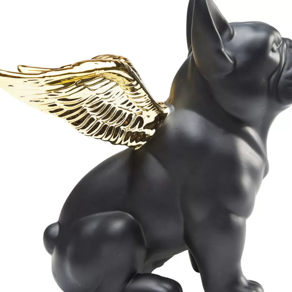 Deko Figur Sitting Angel Dog Gold-Schwarz