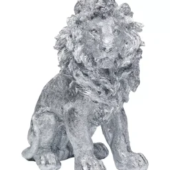 Deko Figur Sitting Lion Silber 42Cm