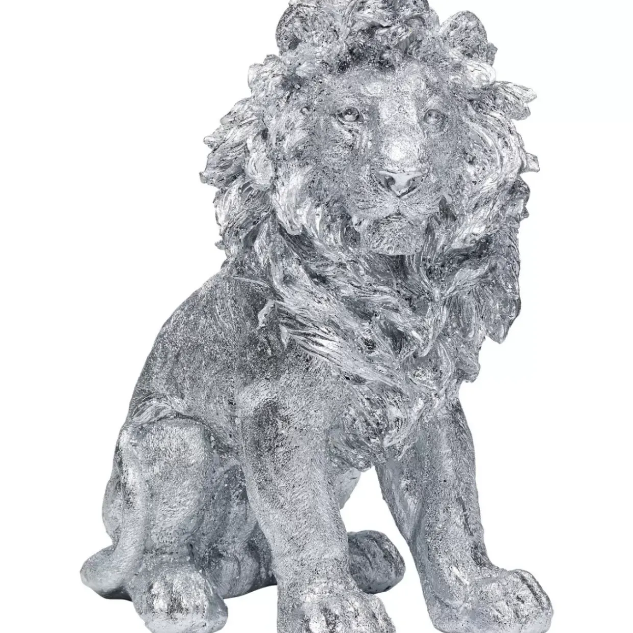 Deko Figur Sitting Lion Silber 42Cm
