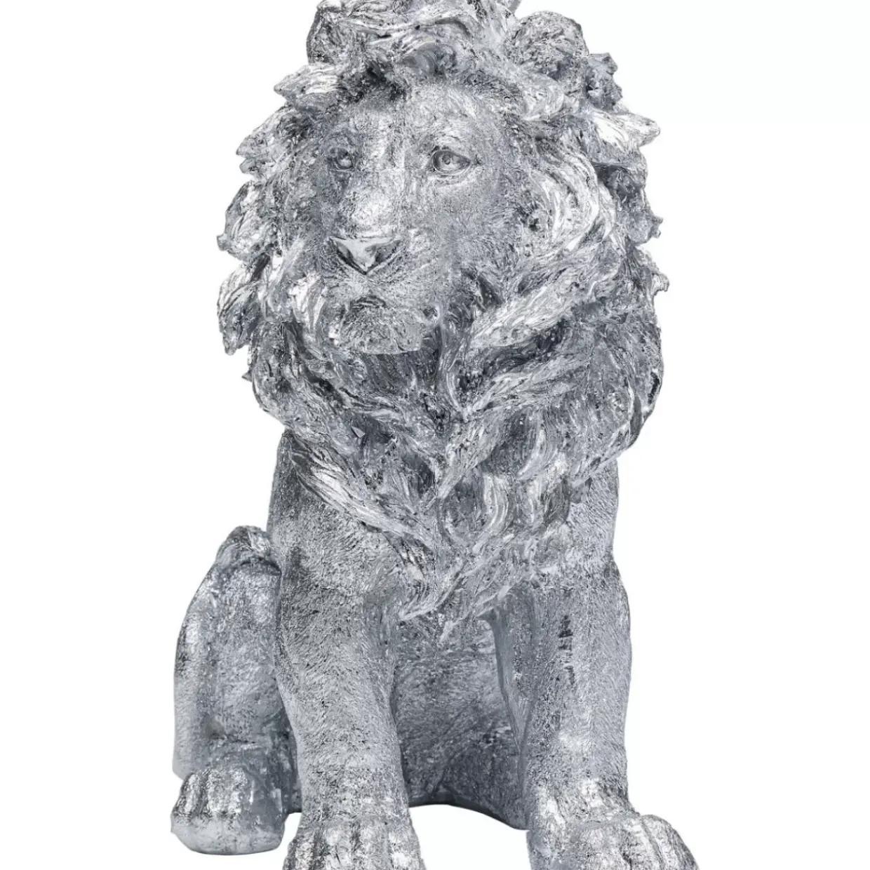 Deko Figur Sitting Lion Silber 42Cm