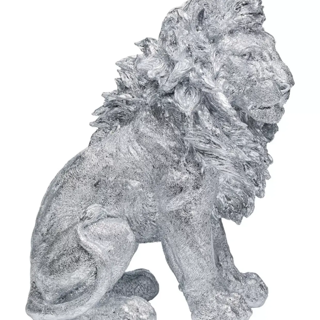 Deko Figur Sitting Lion Silber 42Cm