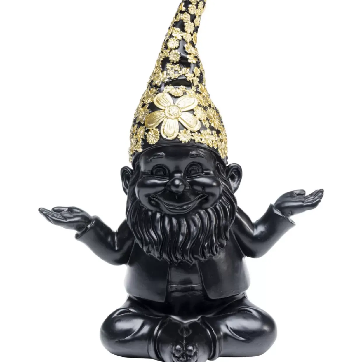 Deko Figur Zwerg Meditation Schwarz Gold 19