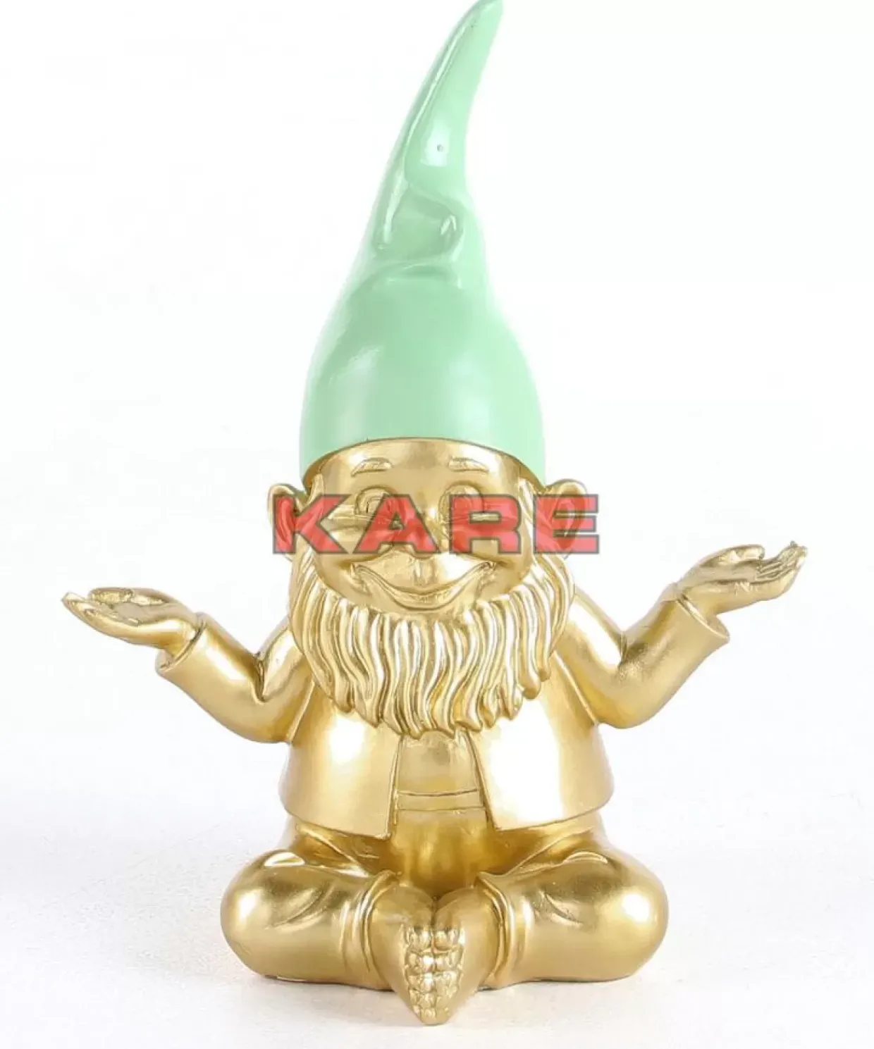 Deko Figur Zwerg Meditation Gold Grun 19Cm