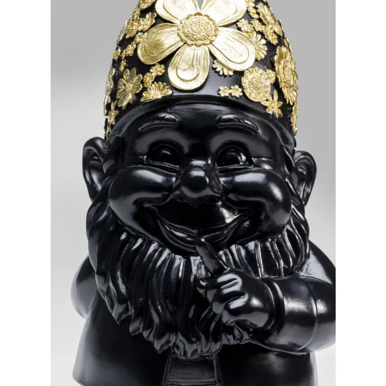 Deko Figur Zwerg Standing Schwarz Gold 46Cm