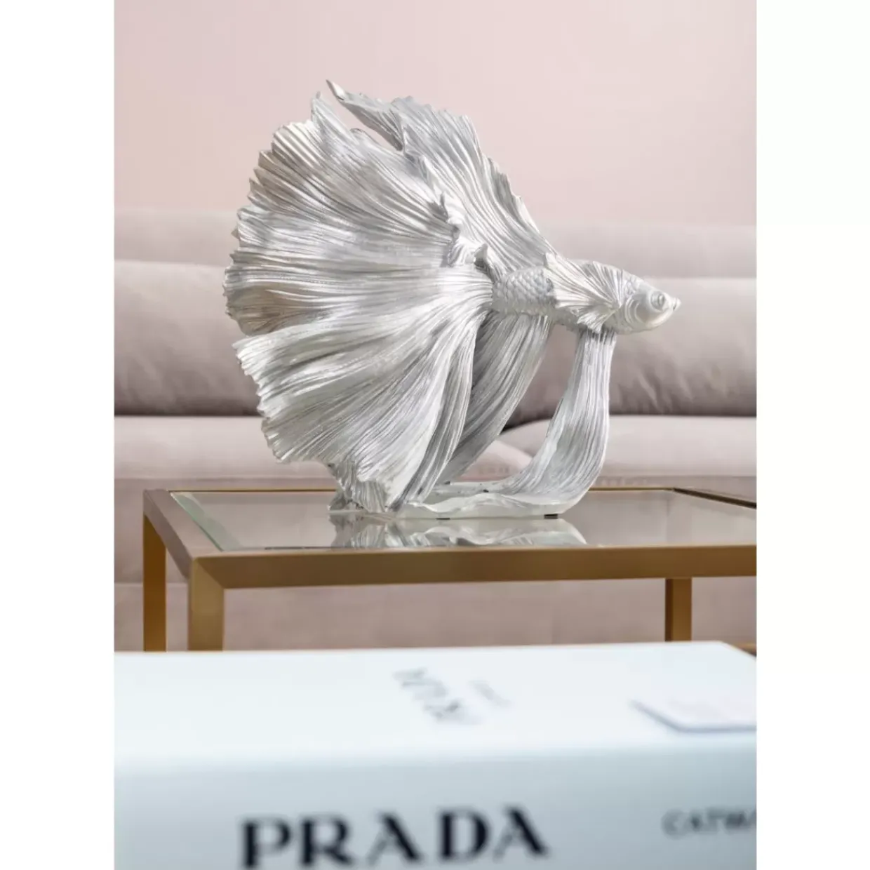 Deko Objekt Betta Fish Silber Klein