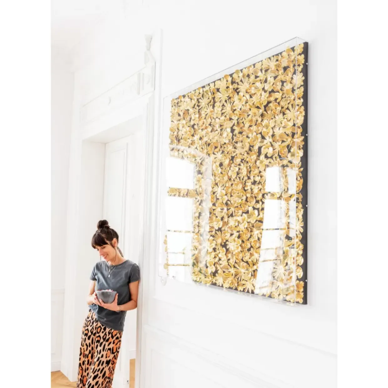 Deko Rahmen Gold Flower 120X120Cm