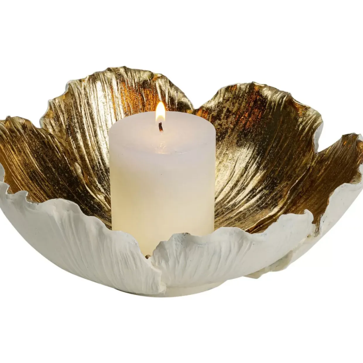 Deko Schale Flower Bloom Creme Gold O25Cm