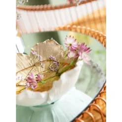 Deko Schale Flower Bloom Creme Gold O20Cm