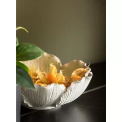 Deko Schale Flower Bloom Creme Gold O20Cm